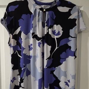 Liz Claiborne Black and Blue Floral Blouse